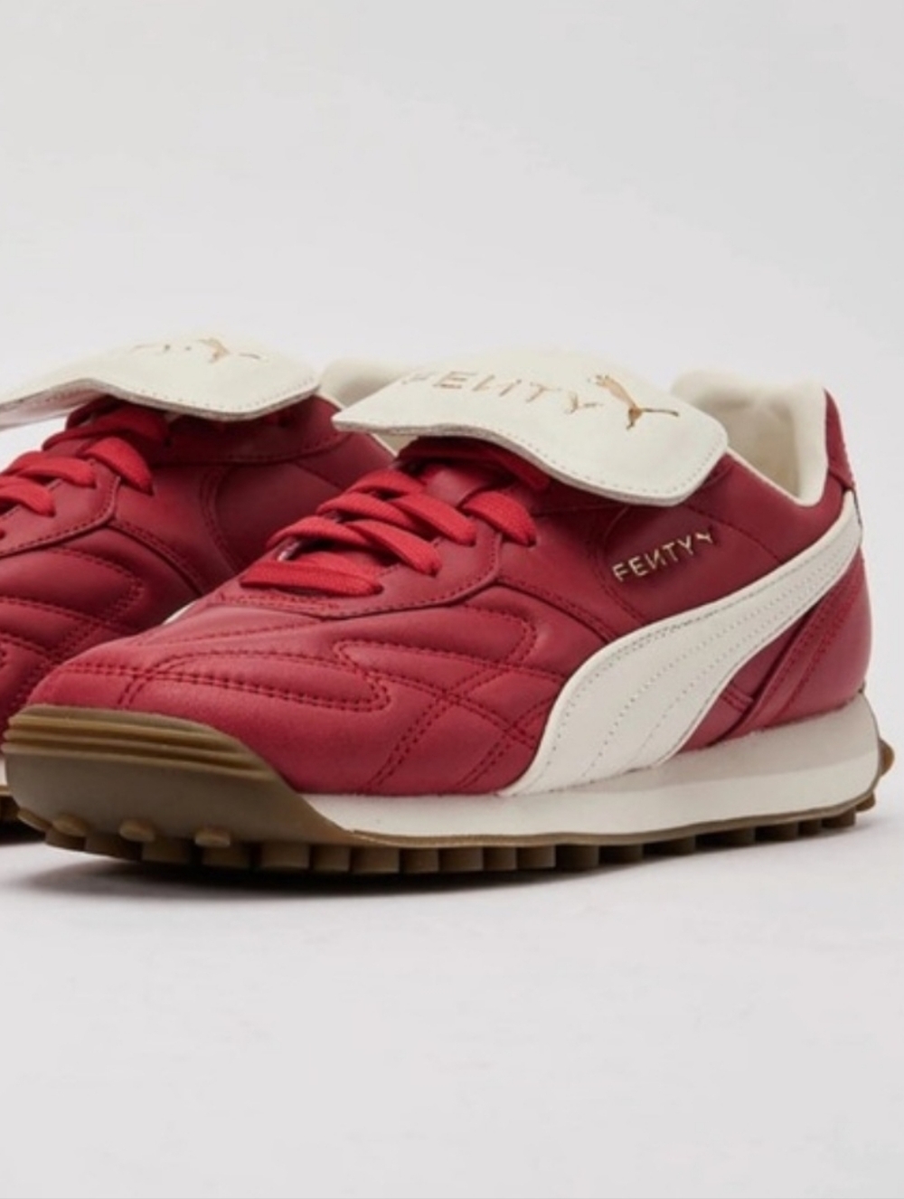 Puma Red and White Retro-Style Sneakers